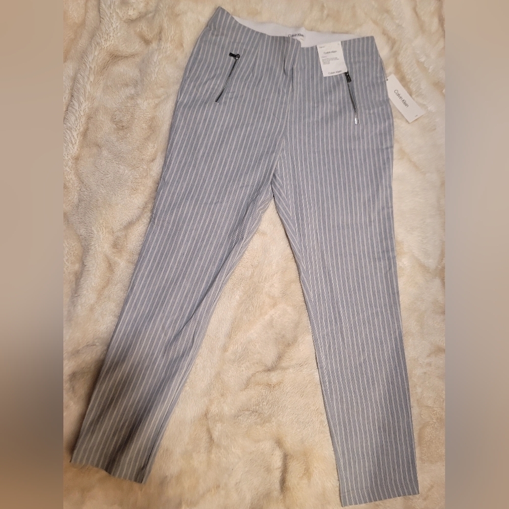 Calvin Klein Cropped Straight Leg Stretchy Pants Sz 10 - Picture 2 of 12